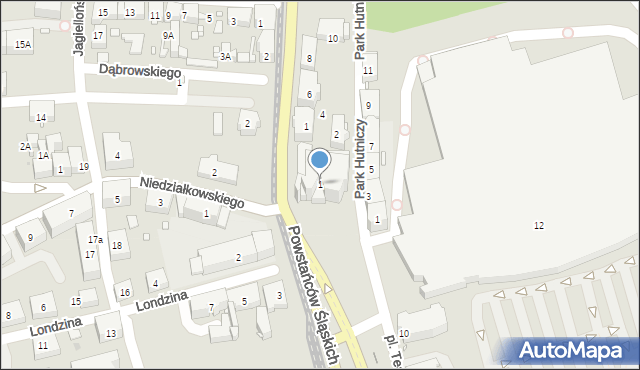 Zabrze, Plac Teatralny, 1, mapa Zabrza