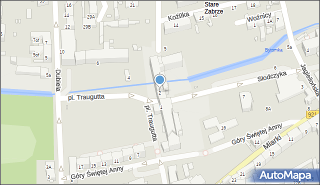 Zabrze, Plac Traugutta Romualda, gen., 2, mapa Zabrza