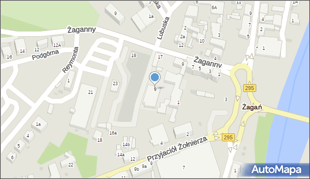 Żagań, Plac Kilińskiego Jana, płk., 9, mapa Żagań
