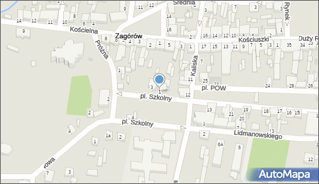 Zagórów, Plac Szkolny, 1, mapa Zagórów