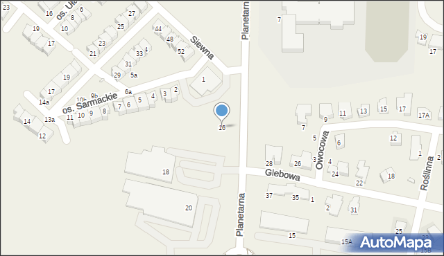 Zalasewo, Planetarna, 16, mapa Zalasewo