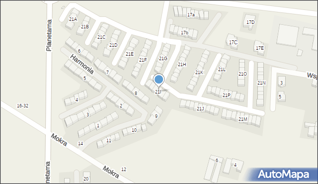 Zalasewo, Planetarna, 21I, mapa Zalasewo