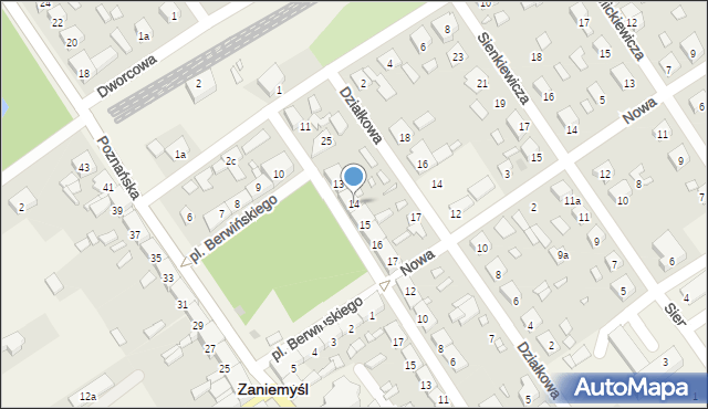 Zaniemyśl, Plac Berwińskiego, 14, mapa Zaniemyśl