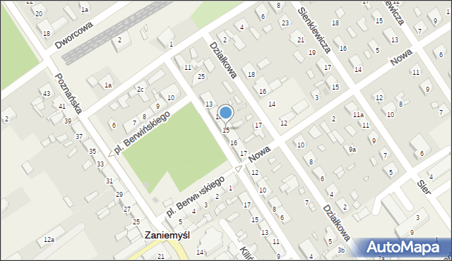 Zaniemyśl, Plac Berwińskiego, 15, mapa Zaniemyśl