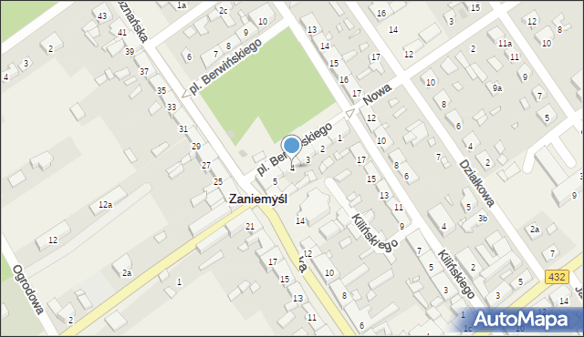 Zaniemyśl, Plac Berwińskiego, 4, mapa Zaniemyśl