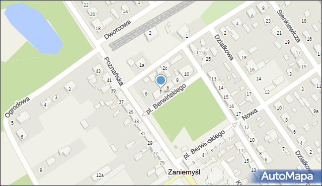 Zaniemyśl, Plac Berwińskiego, 7, mapa Zaniemyśl