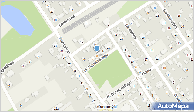 Zaniemyśl, Plac Berwińskiego, 8, mapa Zaniemyśl