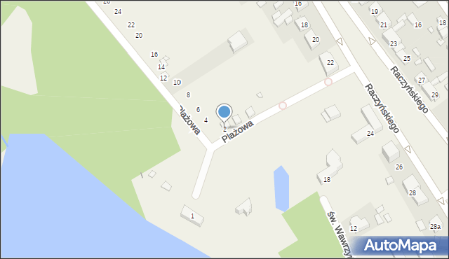 Zaniemyśl, Plażowa, 2, mapa Zaniemyśl