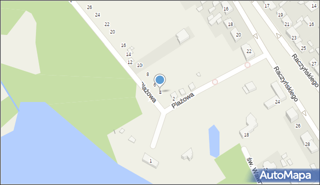 Zaniemyśl, Plażowa, 4, mapa Zaniemyśl