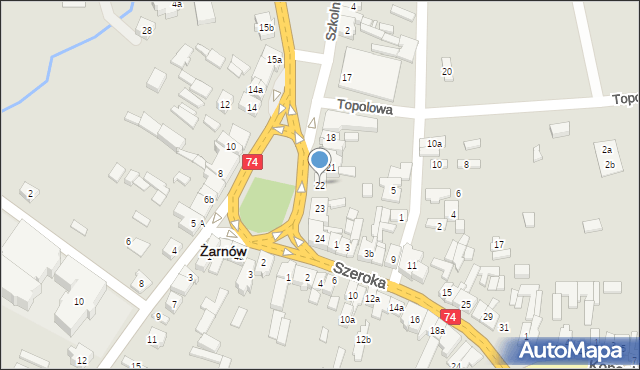 Żarnów, Plac Piłsudskiego Józefa, marsz., 22, mapa Żarnów