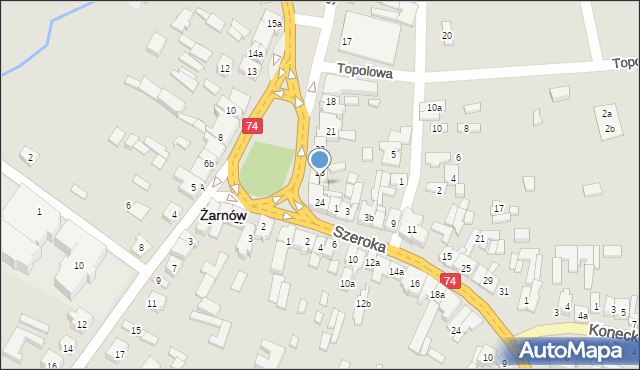 Żarnów, Plac Piłsudskiego Józefa, marsz., 23a, mapa Żarnów
