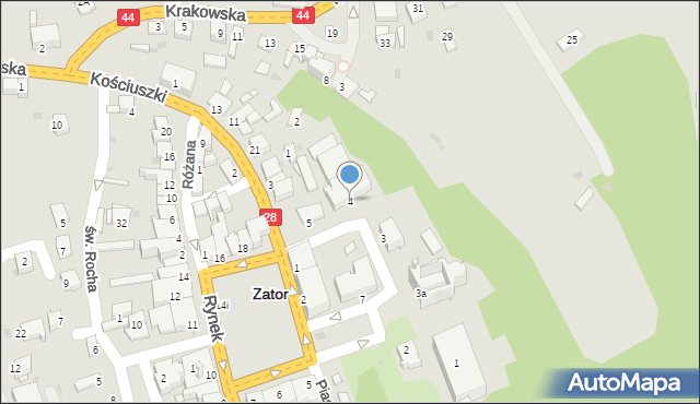 Zator, Plac Kościuszki Tadeusza, gen., 4, mapa Zator