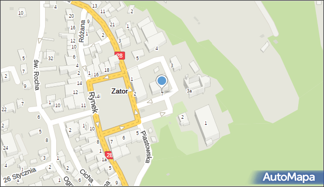 Zator, Plac Kościuszki Tadeusza, gen., 7, mapa Zator