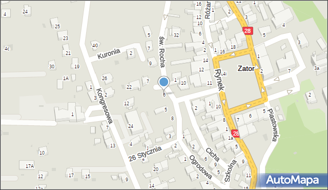 Zator, Plac Piłsudskiego Józefa, marsz., 6, mapa Zator