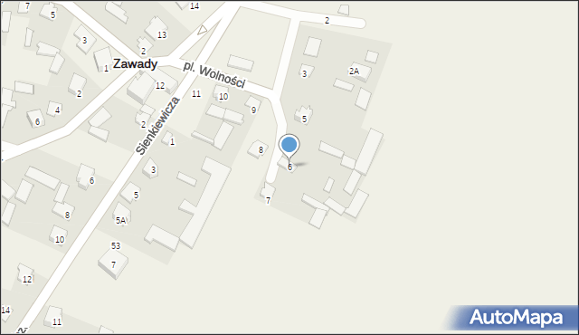 Zawady, Plac Wolności, 6, mapa Zawady