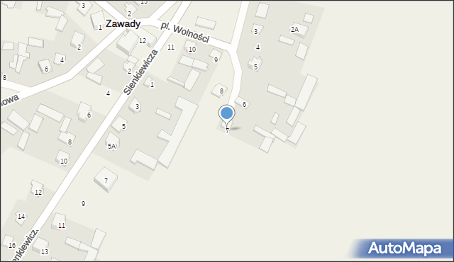 Zawady, Plac Wolności, 7, mapa Zawady