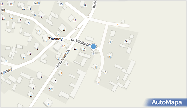 Zawady, Plac Wolności, 9, mapa Zawady