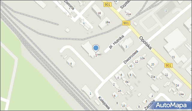 Zawadzkie, Plac Hutnika, 1, mapa Zawadzkie