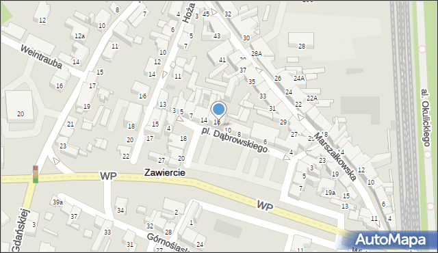 Zawiercie, Plac Dąbrowskiego Jarosława, gen., 12, mapa Zawiercie