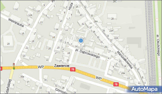Zawiercie, Plac Dąbrowskiego Jarosława, gen., 16, mapa Zawiercie