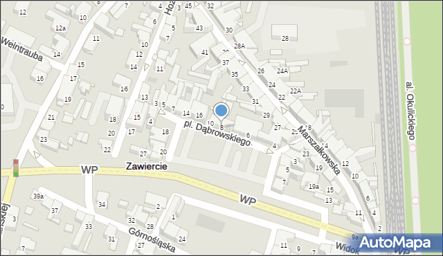 Zawiercie, Plac Dąbrowskiego Jarosława, gen., 8, mapa Zawiercie