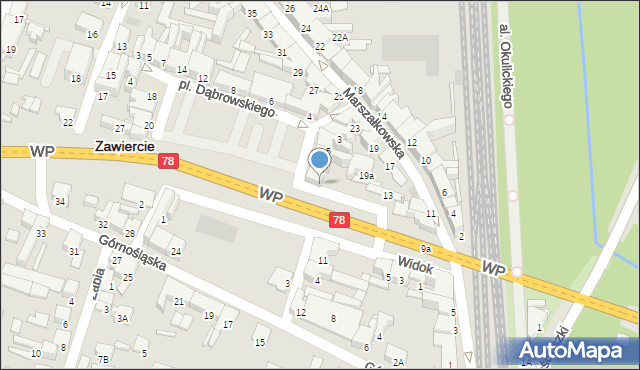 Zawiercie, Plac Dąbrowskiego Jarosława, gen., 9, mapa Zawiercie