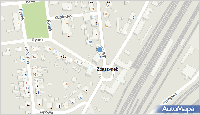 Zbąszynek, Plac Dworcowy, 2, mapa Zbąszynek