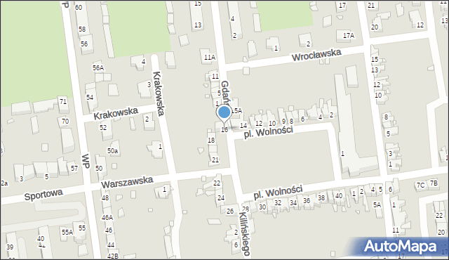 Zbąszynek, Plac Wolności, 16, mapa Zbąszynek