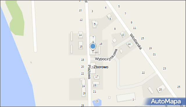 Zborowo, Plażowa, 13/1, mapa Zborowo