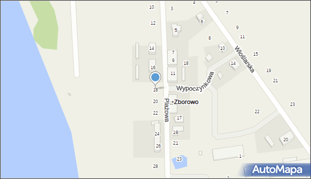 Zborowo, Plażowa, 18, mapa Zborowo