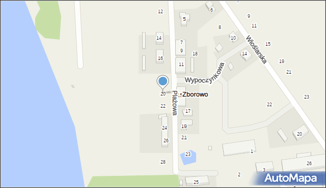 Zborowo, Plażowa, 20, mapa Zborowo