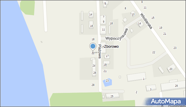 Zborowo, Plażowa, 22, mapa Zborowo