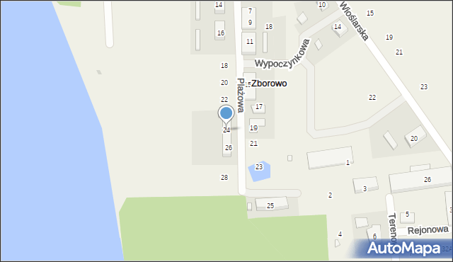 Zborowo, Plażowa, 24, mapa Zborowo