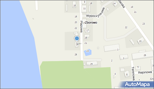 Zborowo, Plażowa, 26, mapa Zborowo