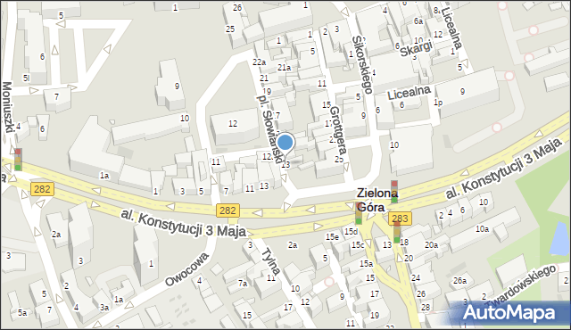Zielona Góra, Plac Słowiański, 13, mapa Zielona Góra