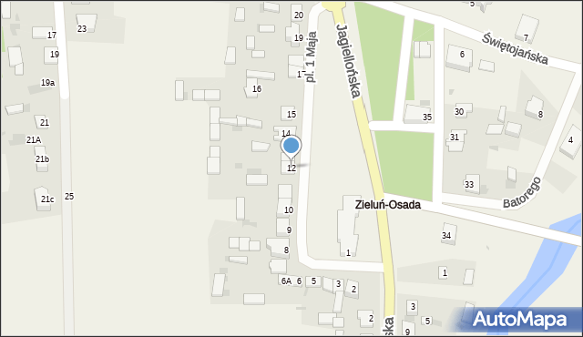 Zieluń-Osada, Plac 1 Maja, 12, mapa Zieluń-Osada