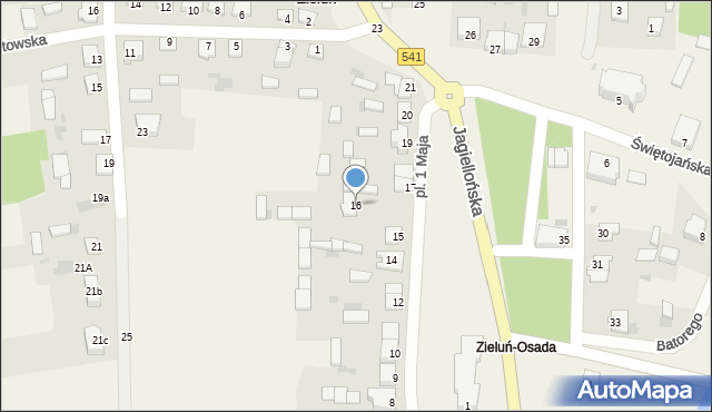 Zieluń-Osada, Plac 1 Maja, 16, mapa Zieluń-Osada