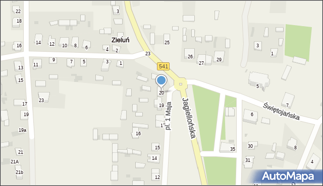 Zieluń-Osada, Plac 1 Maja, 20, mapa Zieluń-Osada