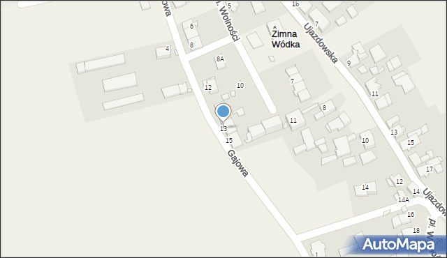 Zimna Wódka, Plac Wolności, 13, mapa Zimna Wódka