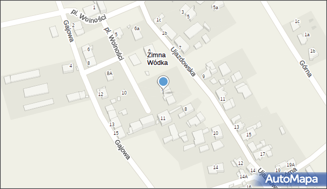 Zimna Wódka, Plac Wolności, 9, mapa Zimna Wódka