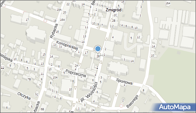 Żmigród, Plac Wojska Polskiego, 19, mapa Żmigród