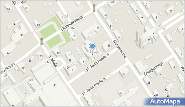 Żyrardów, Plac Jana Pawła II, 3, mapa Żyrardów