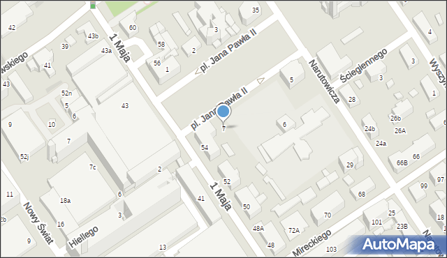 Żyrardów, Plac Jana Pawła II, 7, mapa Żyrardów