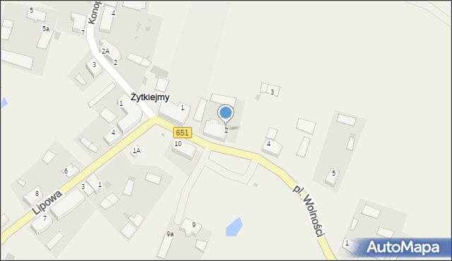 Żytkiejmy, Plac Wolności, 2, mapa Żytkiejmy