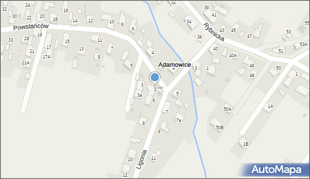 Adamowice, Powstańców, 1, mapa Adamowice