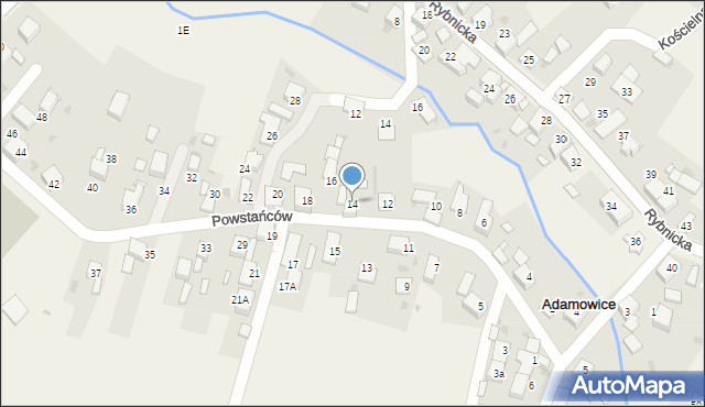 Adamowice, Powstańców, 14, mapa Adamowice