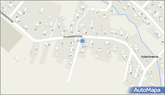 Adamowice, Powstańców, 17, mapa Adamowice