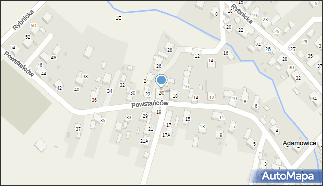 Adamowice, Powstańców, 20, mapa Adamowice