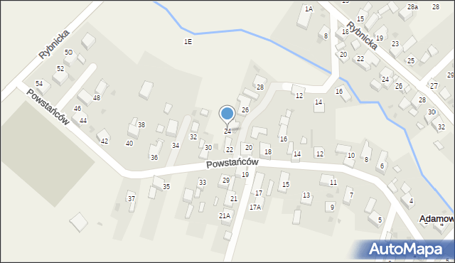 Adamowice, Powstańców, 24, mapa Adamowice