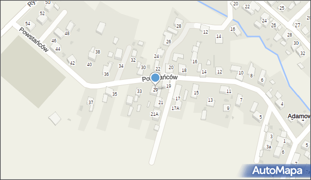 Adamowice, Powstańców, 29, mapa Adamowice